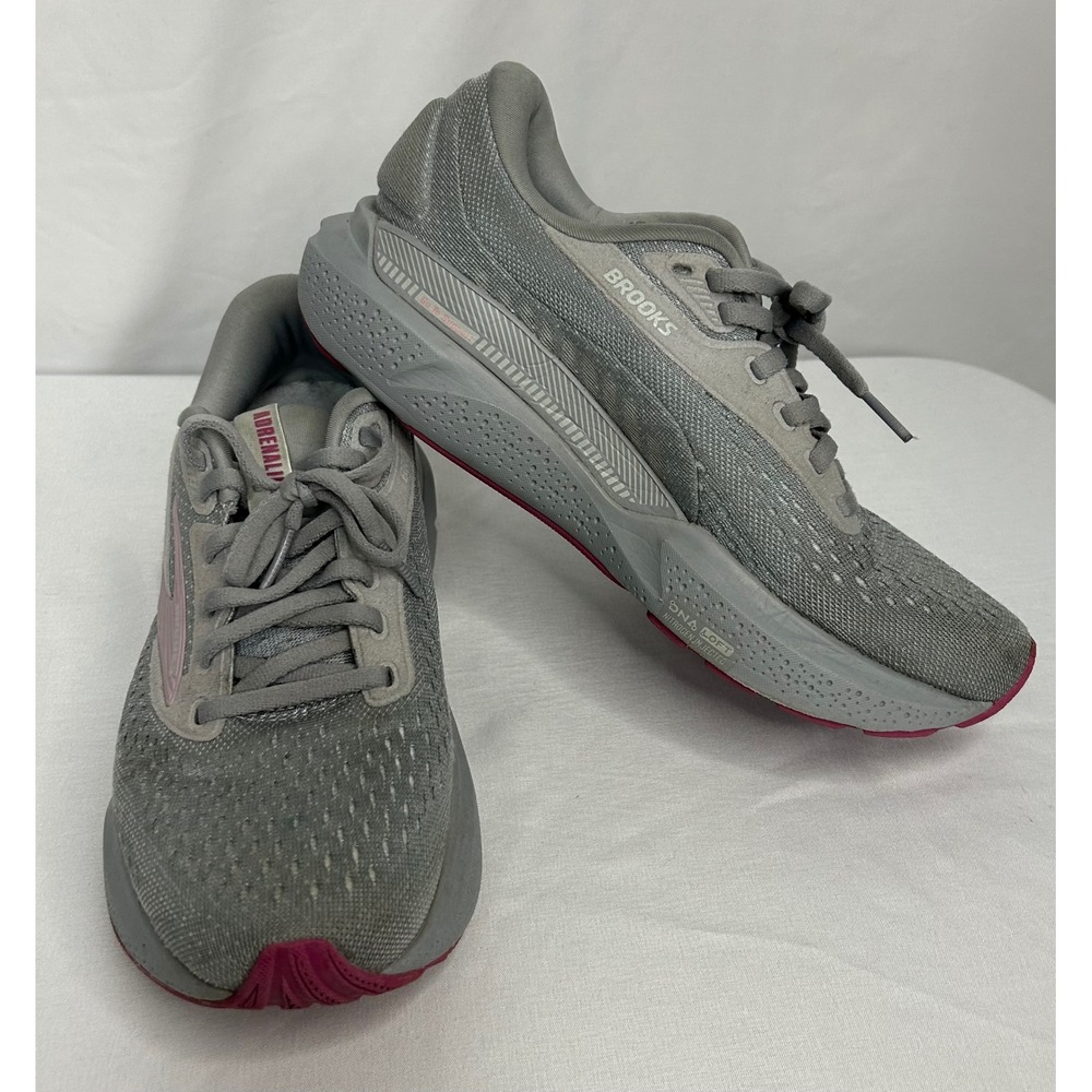 Brooks Adrenaline GTS 24 Grey Pink Running Shoes Womens 7.5 Wide 1204261D019
